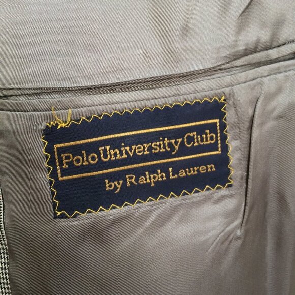 Vintage 90s Polo University Gray Blazer Sport Coat 2 Button 100% Wool 42L - Picture 4 of 7